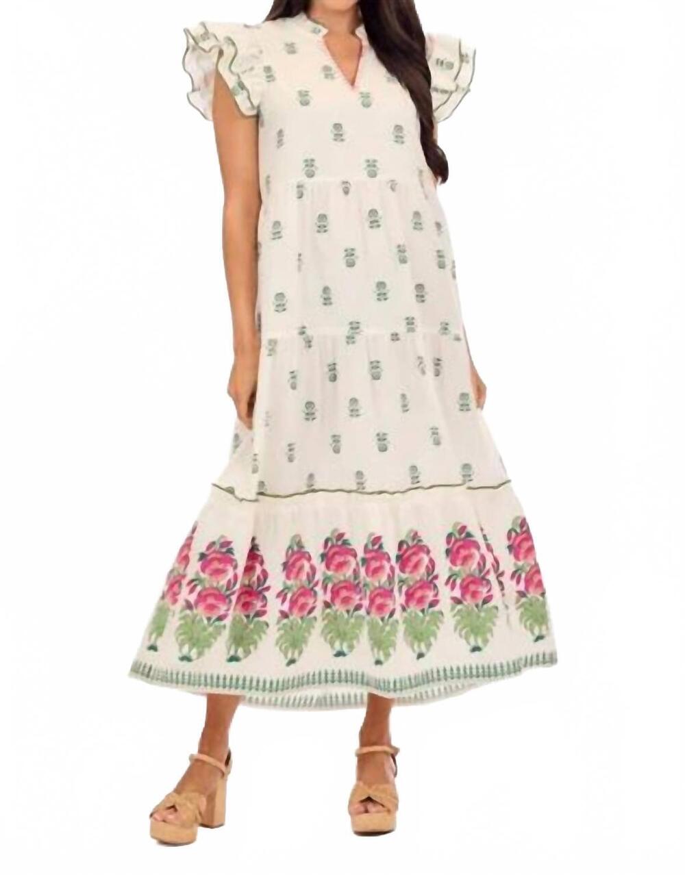 NEW MUDPIE welton maxi dress in white